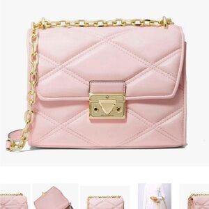 Michael Kors Serena Medium Flap Convertible Powder Blush NWT